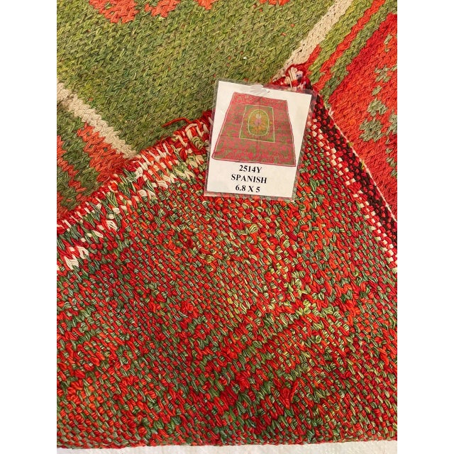Orange 1900s Antique Floral Spanish Rug - 6'8'' X 5'0'' For Sale - Image 8 of 9