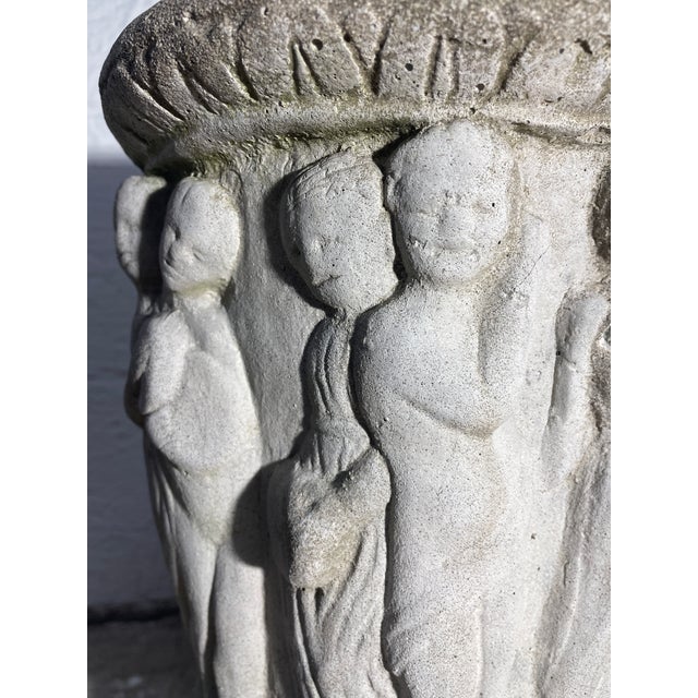 Sculpture Materials Late 19th C English Concrete Plant Stand With Classic Decorative Figures For Sale - Image 7 of 8
