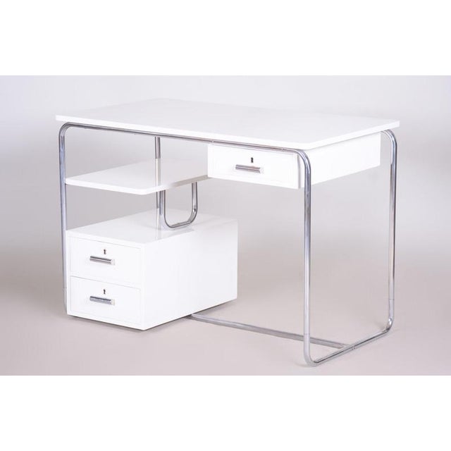 1930s Bauhaus Writing Desk in Chromed Steel and Lacquered Wood, Germany, 1930s For Sale - Image 5 of 14