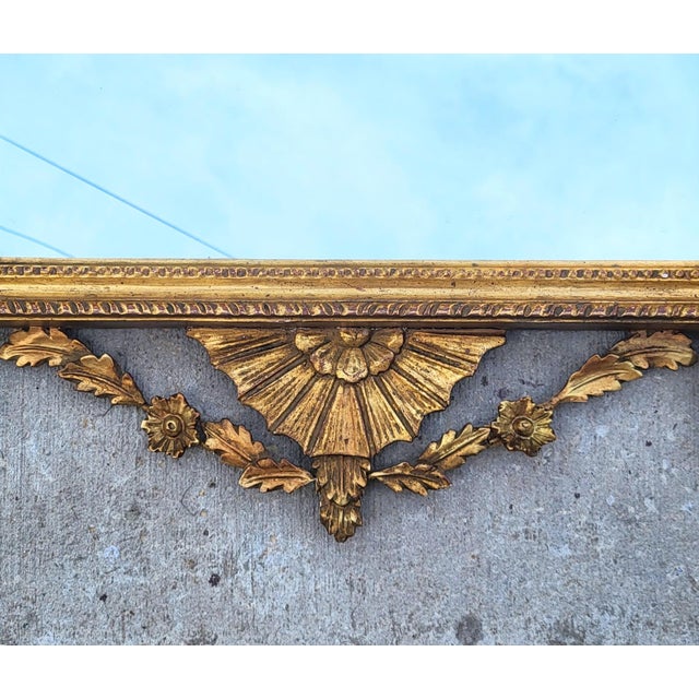 Antique Italian Carved Wood Parcel Gilt Neoclassical Urn Wall Mirror For Sale - Image 9 of 10