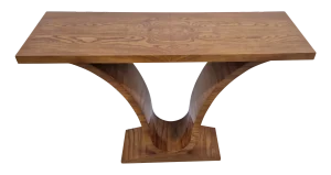 Art Deco Style Console Table in Walnut Root, 1980s