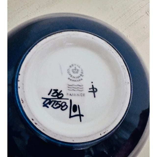 Ceramic 1960s Royal Copenhagen Cobalt Blue Bowl Aluminia Fajance Signed and Number by Inge-Lise Koefoed For Sale - Image 7 of 8
