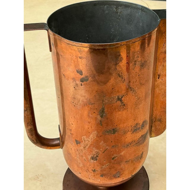 Metal Vintage Deco Copper Pitcher For Sale - Image 7 of 12