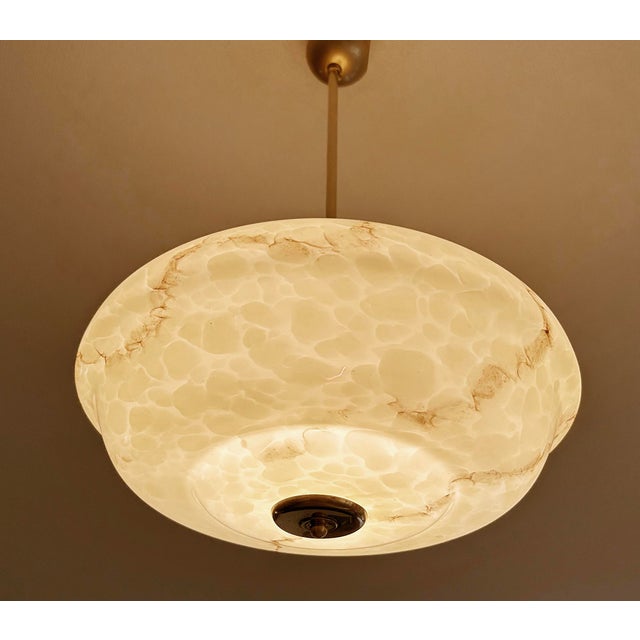 Gold Art Deco Pendant Light in Marble Glass, 1930s For Sale - Image 8 of 18