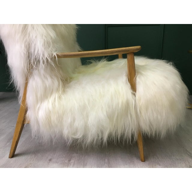 Mid-Century White Sheepskin Armchair For Sale - Image 12 of 13