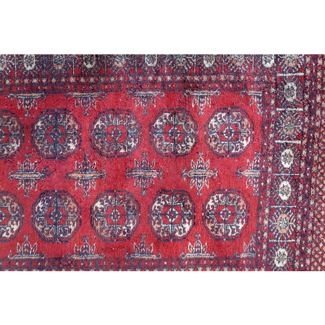Navy Blue 1950s, Handmade Vintage Uzbek Bukhara Rug 3.2' X 4.9' For Sale - Image 8 of 10