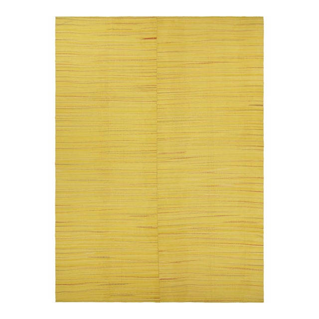 Rug & Kilim’s Oversized Contemporary Kilim in Yellow With Stripes For Sale