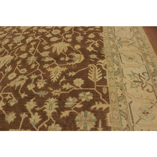 1990s Boho Chic Kafkaz Brown/Lt. Tan Hand-Knotted Rug - 9'0 X 12'1 For Sale - Image 4 of 8