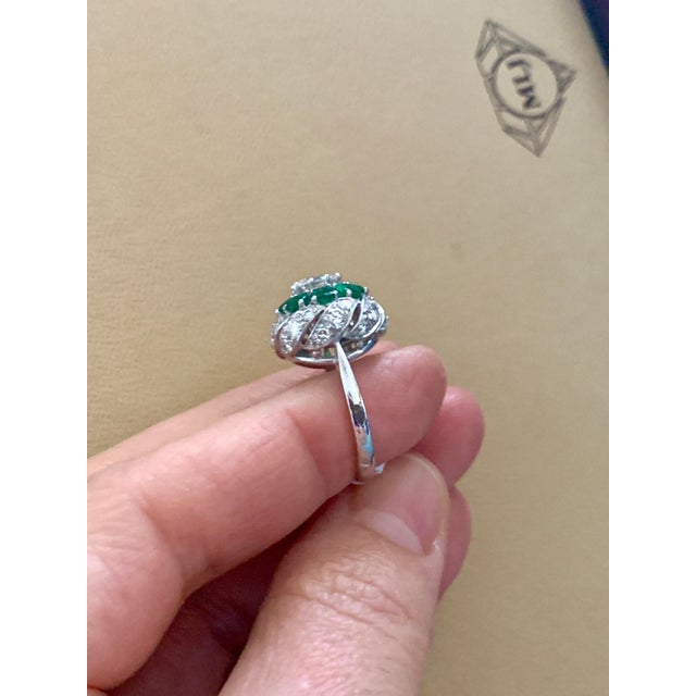 Antique Victorian Emerald and Solitaire Diamond Ring in Platinum Estate For Sale - Image 10 of 18