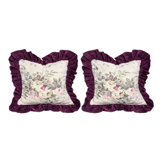 Romantic Pair of Vintage Floral Pillow Covers in the Spirit of 1990s Ralph Lauren Home. For Sale