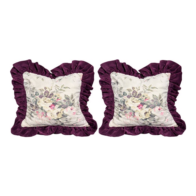 Romantic Pair of Vintage Floral Pillow Covers in the Spirit of 1990s Ralph Lauren Home. For Sale