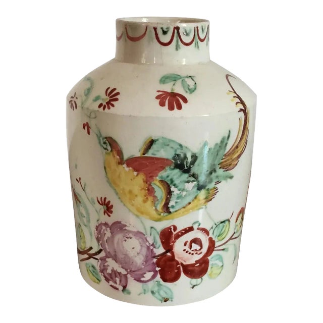 18th Century English Staffordshire Pearlware Tea Caddy For Sale