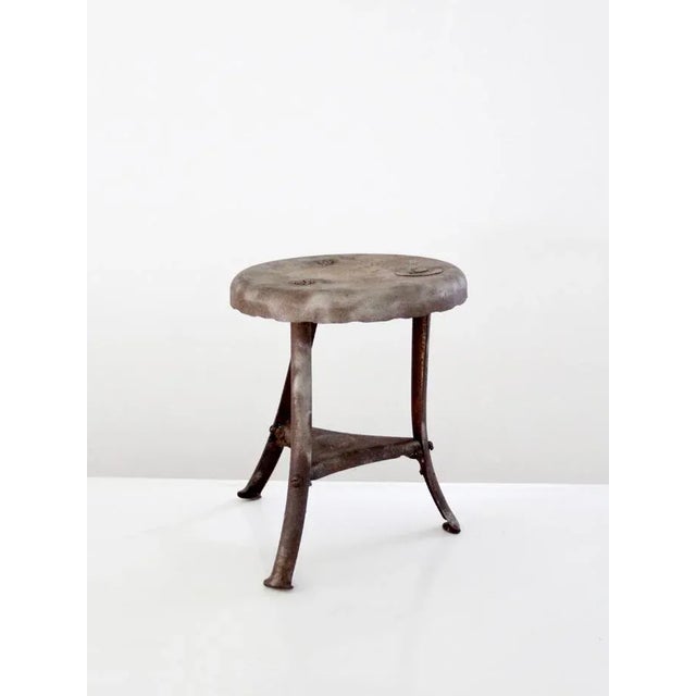 Farmhouse Antique Metal Milking Stool For Sale - Image 3 of 7