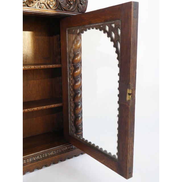 Antique Victorian Hand-Carved Wooden Display Cabinet, 1920s For Sale - Image 12 of 14