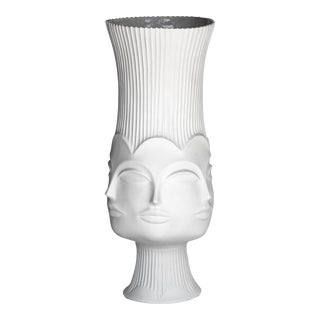 Jonathan Adler "Muse" Tall Ceramic Vase of Faces For Sale