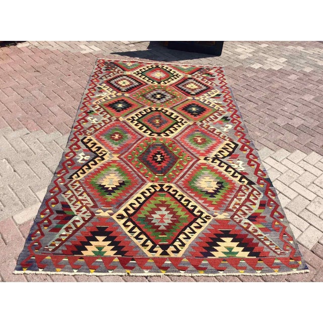 Vintage Turkish Kilim Rug - 58" X 108" For Sale - Image 9 of 9
