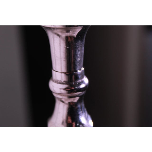 1900 - 1909 Antique Nickel-Plated Candle Holder For Sale - Image 5 of 7