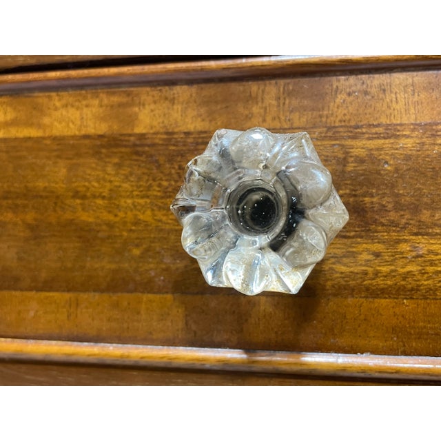 Pair of Federal Style Narrow Mahogany Dressers | 1920's Skinny Nightstands Glass Knobs For Sale - Image 11 of 13