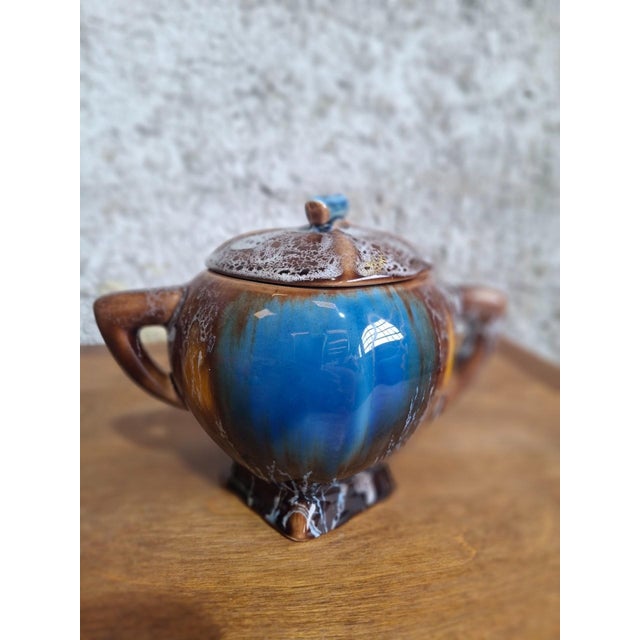 Blue Art Deco Vallauris Coffee Service with Cobalt Blue Flamed Glaze, 1950s, Set of 15 For Sale - Image 8 of 18