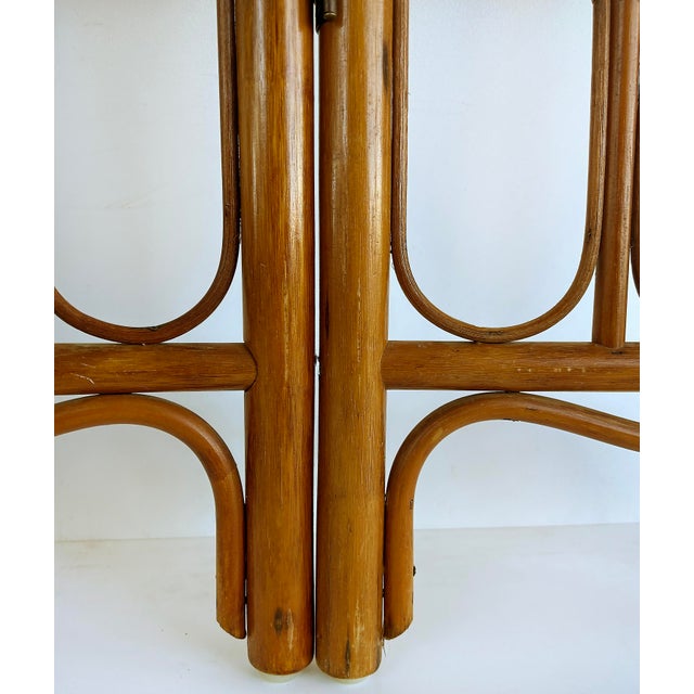 Vintage Bohemian Rattan 3-Panel Folding Screen Room Divider For Sale - Image 4 of 8