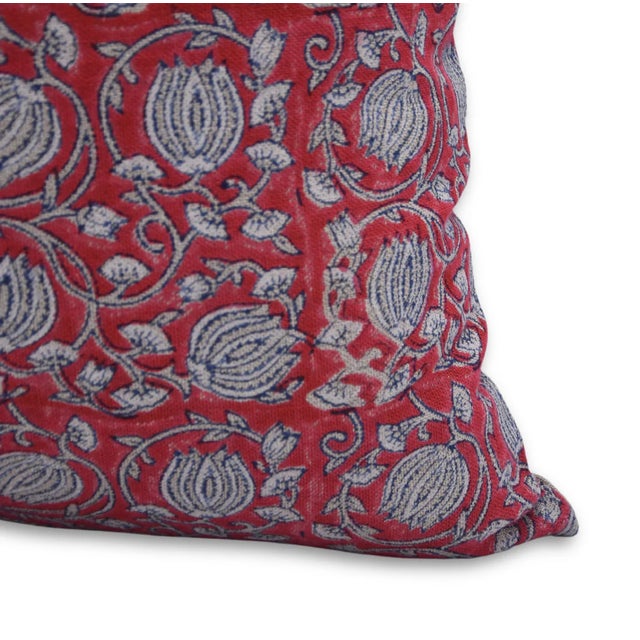 Fabdivine Traditional Block Print Cushion Cover Thick Linen 20x20 Inch- 6Kamal For Sale - Image 4 of 5