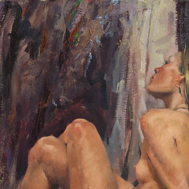 1980s 'Seated Nude With Earring', by Ron McDowell, 1982, Southwest Figural Painter, University of Texas For Sale - Image 5 of 8