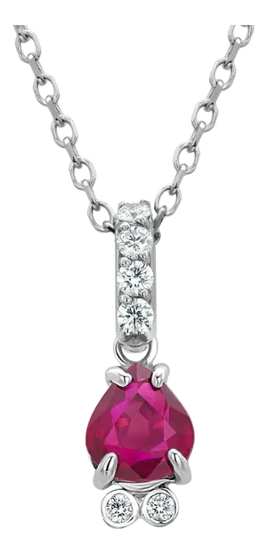 14 Karat White Gold Ruby and Diamond Necklace Pendant