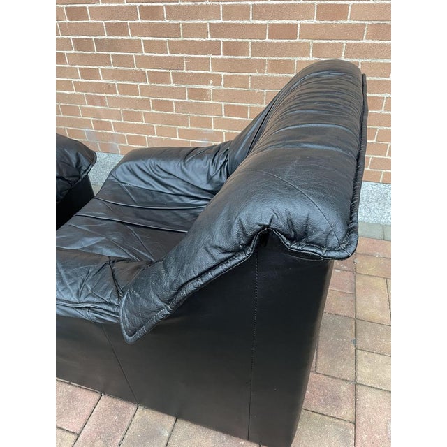 Set of Armchairs in Black Leather, Italy, 1980s For Sale - Image 12 of 18
