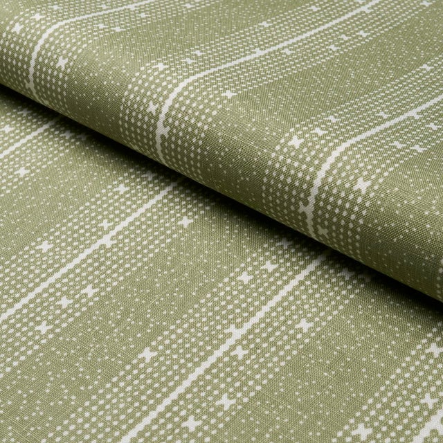 SAMPLE - Schumacher x Veere Greeney Stella Stripe Fabric In Moss For Sale