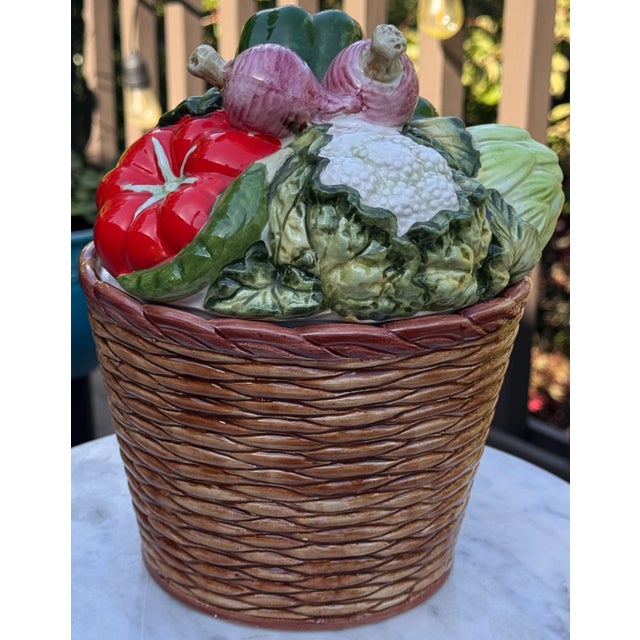 LastCHANCE!Mid-Century Holt Howard Style Trompe L’Oleil Basket of Vegetables For Sale - Image 12 of 17