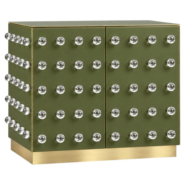Gold Olive Green Murano Glass 90-Sphere Cabinet on Brass Plinth from Justfurnituress SRL For Sale - Image 8 of 8