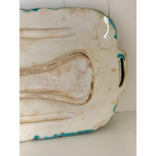 Ceramic Antique French Barbotine Majolica Asparagus Serving Platter, Circa 1880–1900 For Sale - Image 7 of 10