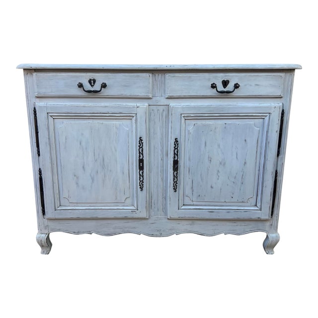 French 19th Century Louis XV Painted Walnut Two Door Buffet For Sale