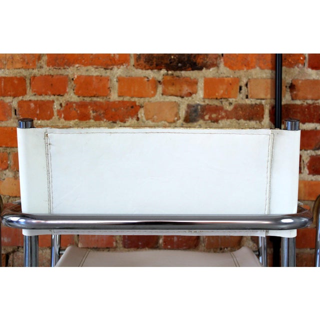 Vintage Italian White Leather and Chrome Cantilever Chairs, Italy, 1980s, Set of 4 For Sale - Image 10 of 18