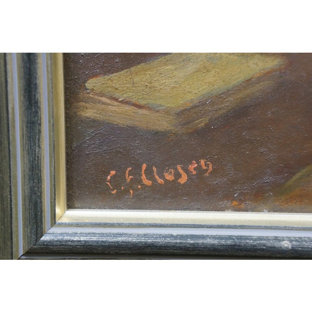 Antique Flemish Tavern Scene Oil Painting on Board Signed After David Teniers For Sale - Image 6 of 12