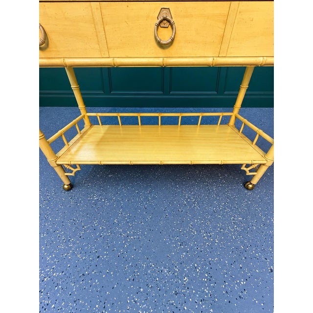 Vintage Thomasville Allegro Faux Bamboo Rolling Serving Cart For Sale - Image 11 of 12