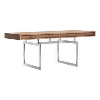 Office Desk in Walnut Wood and Stainless Steel Frame by Bodil Kjaer for Karakter For Sale