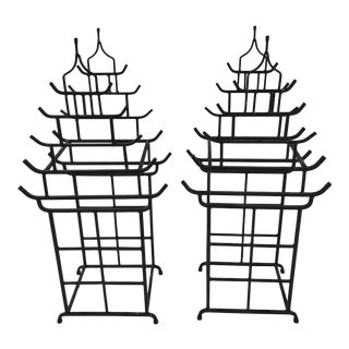 Vintage Pagoda Chinoiserie Wine Holders - a Pair For Sale