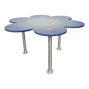 1990s Vintage Glas Italia Blue Daisy Flower Glass Table