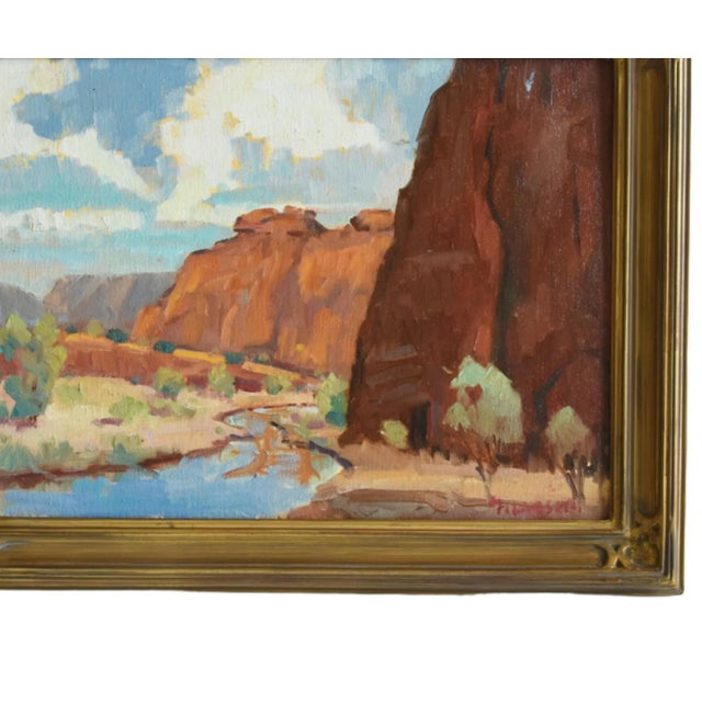 Canyon de Chelly AZ landscape oil painting on artist canvas board by listed artist Silvio Silvestri (1948-2018.) Silvestri...