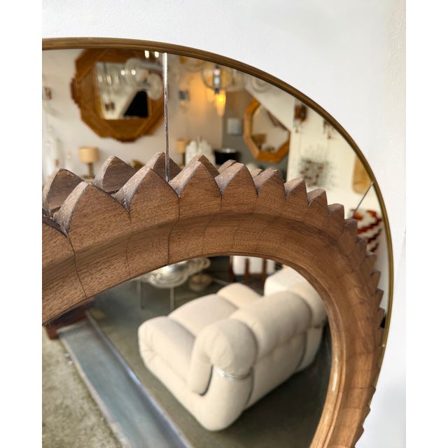 Wood and Brass Mirror by Fratelli Marelli. Italy, 1950s For Sale - Image 6 of 11