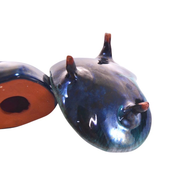 Aqua Water Glaze Pottery Leaf & Fawn - a Pair For Sale In Chicago - Image 6 of 6