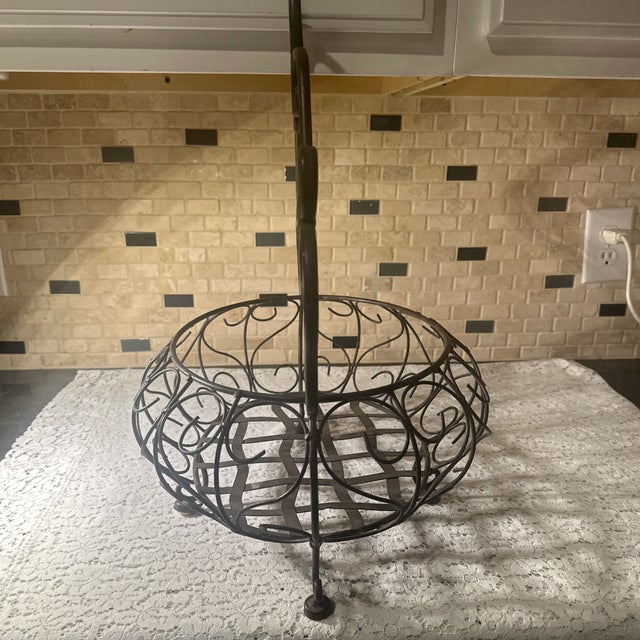 Metal XL-Tall Metal, Footed Basket For Sale - Image 7 of 9