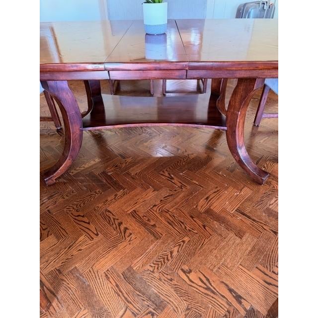 Wood Beautiful Traditional Oak Parquet Dining Room Table and Chairs With 2 Exenstions For Sale - Image 7 of 17
