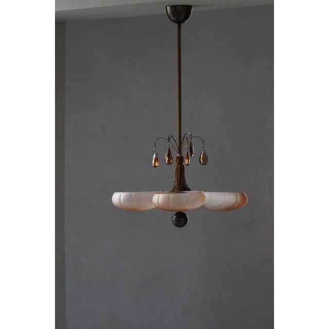 Vintage Swedish Art Deco Pendant Light by Harald Notini for Böhlmarks, 1930s For Sale - Image 3 of 13