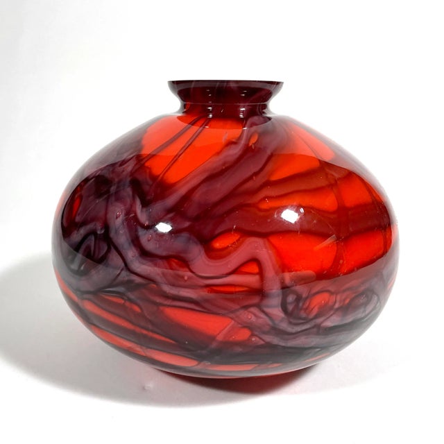 Red 1920s Czech Bohemian Art Glass Vase, Kralik For Sale - Image 8 of 8