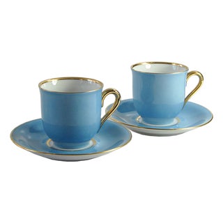 Blue & Gold Coffee Cups from Oskar Schaller Bavaria, Germany, 1950s, Set of 4 For Sale