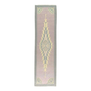 Mid-20th Century Handmade Indian Flatweave Dhurrie Runner For Sale