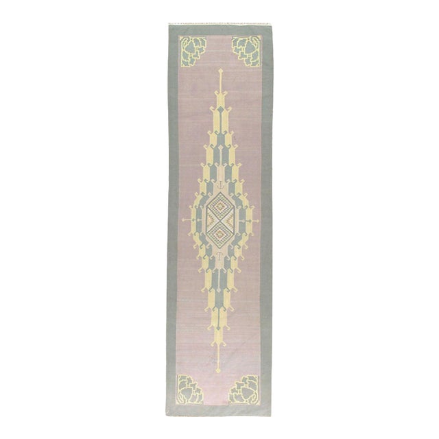 Mid-20th Century Handmade Indian Flatweave Dhurrie Runner For Sale