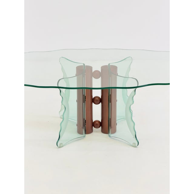 Vintage Postmodern Coffee Table with Corrugated Glass and Wooden Spheres, 1970s For Sale - Image 6 of 9